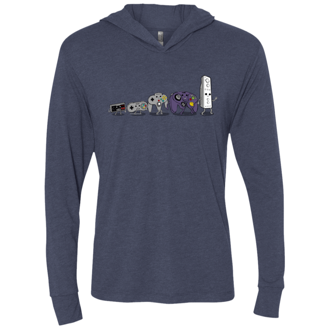 T-Shirts Vintage Navy / X-Small Evolution controller NES Triblend Long Sleeve Hoodie Tee