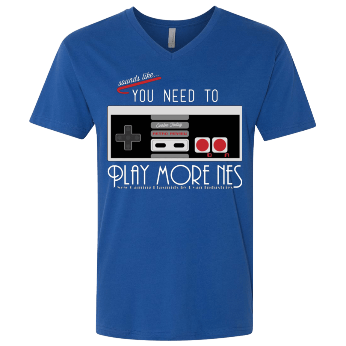 T-Shirts Royal / X-Small Evolve Today! Play More NES Men's Premium V-Neck