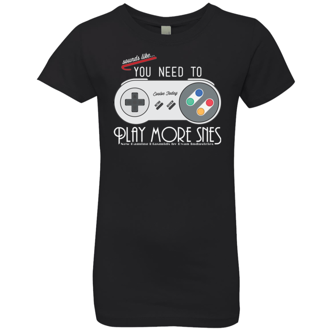 T-Shirts Black / YXS Evolve Today! Play More SNES Girls Premium T-Shirt