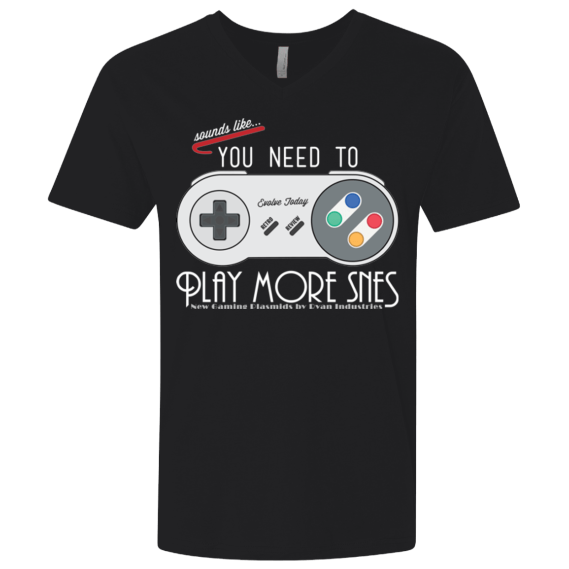 T-Shirts Black / X-Small Evolve Today! Play More SNES Men's Premium V-Neck