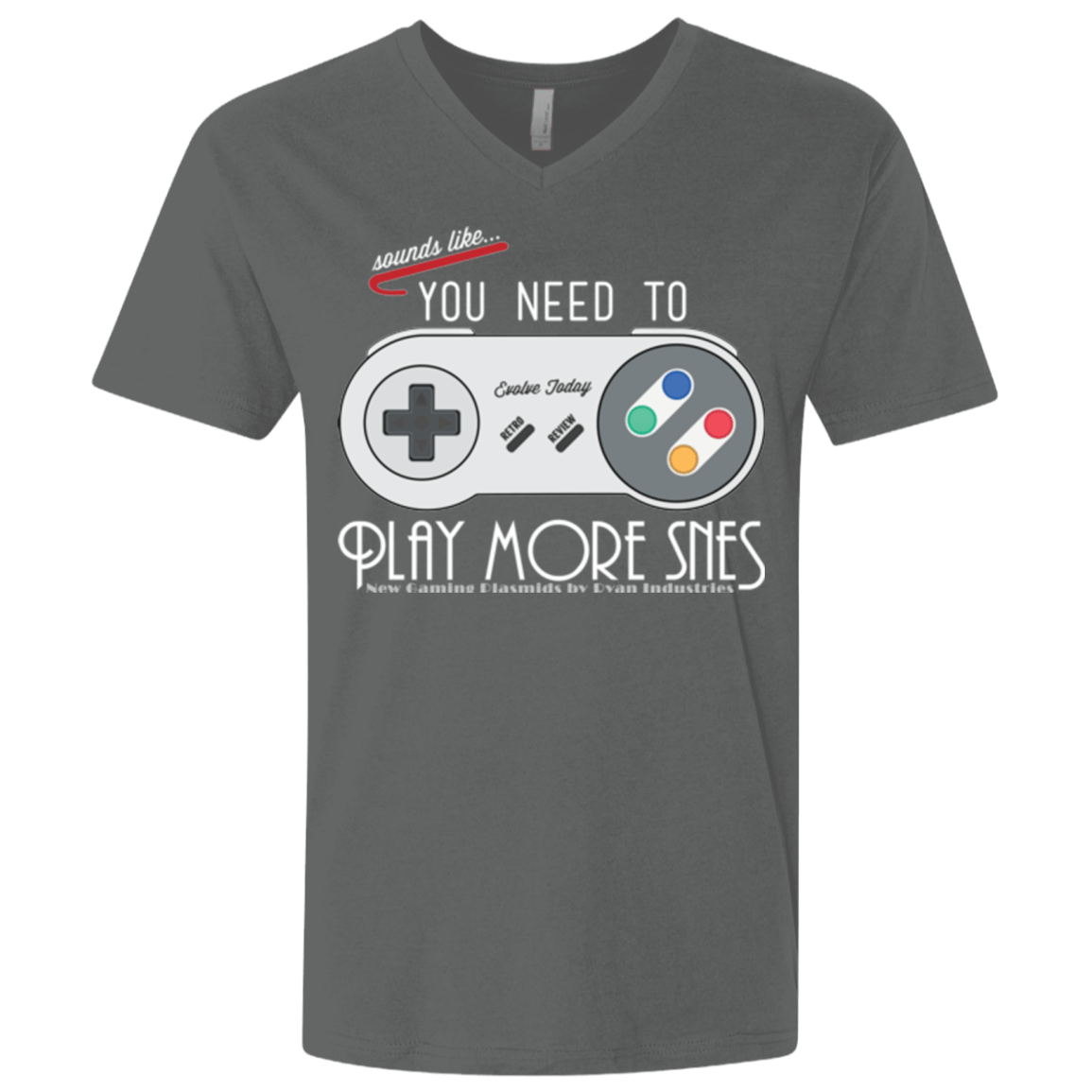T-Shirts Heavy Metal / X-Small Evolve Today! Play More SNES Men's Premium V-Neck