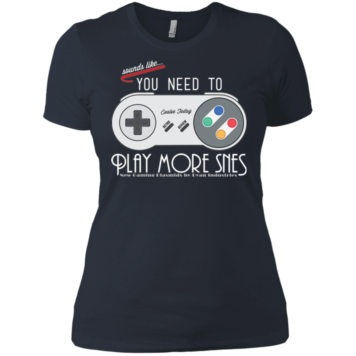 T-Shirts Indigo / X-Small Evolve Today! Play More SNES Women's Premium T-Shirt