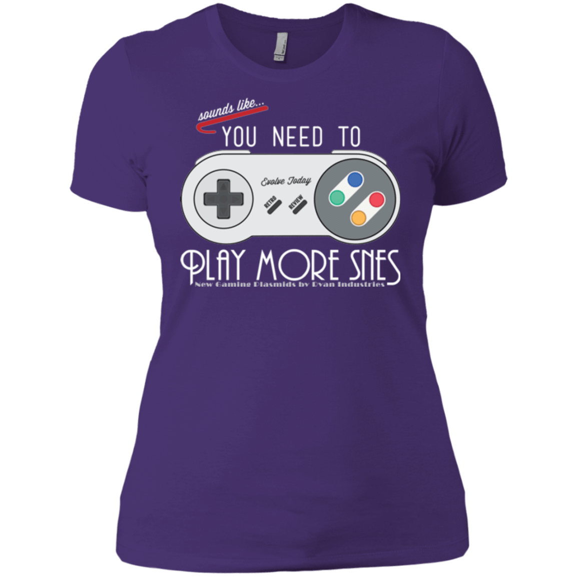 T-Shirts Purple / X-Small Evolve Today! Play More SNES Women's Premium T-Shirt