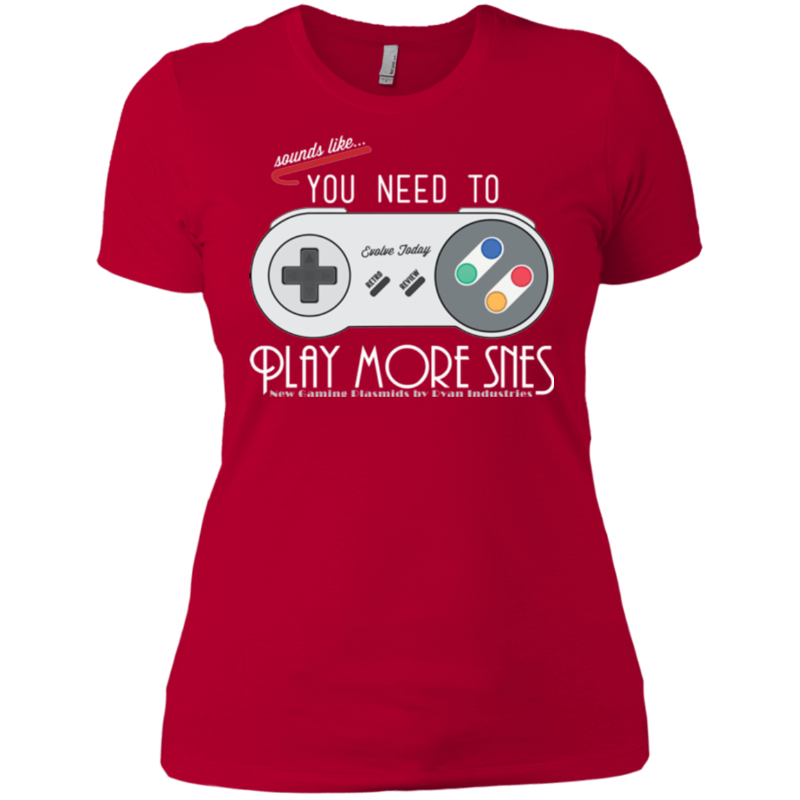 T-Shirts Red / X-Small Evolve Today! Play More SNES Women's Premium T-Shirt