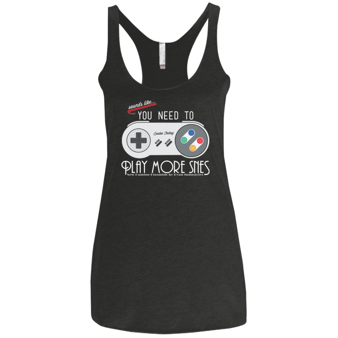 T-Shirts Vintage Black / X-Small Evolve Today! Play More SNES Women's Triblend Racerback Tank