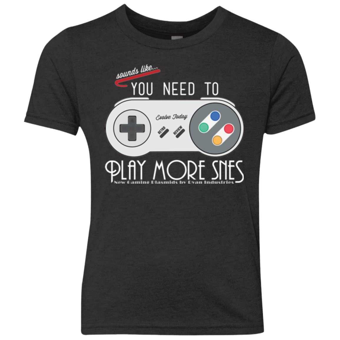 T-Shirts Vintage Black / YXS Evolve Today! Play More SNES Youth Triblend T-Shirt