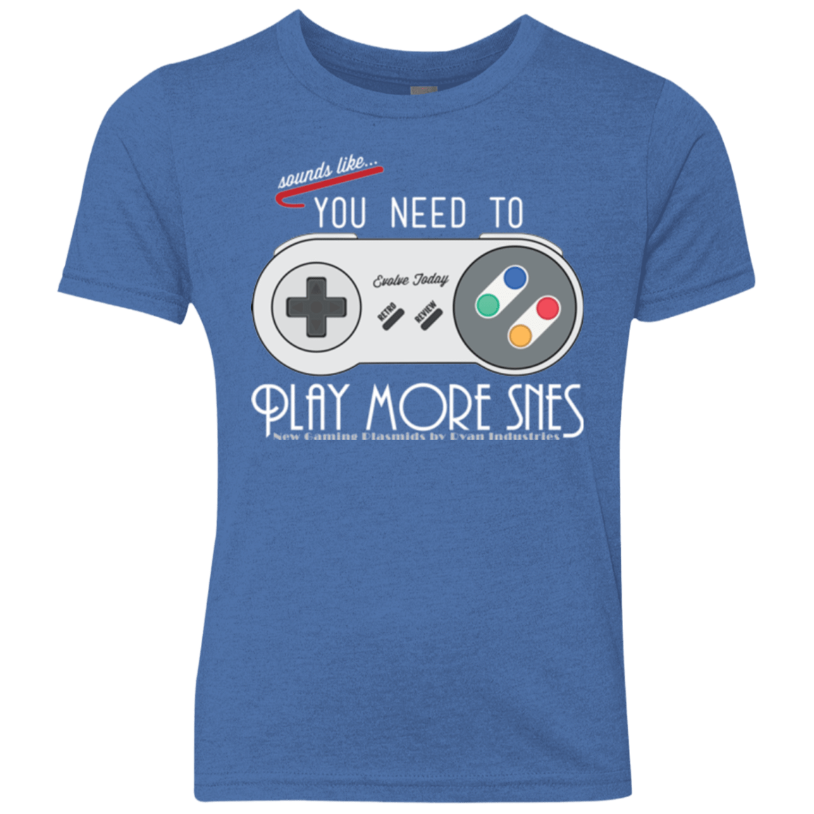 T-Shirts Vintage Royal / YXS Evolve Today! Play More SNES Youth Triblend T-Shirt