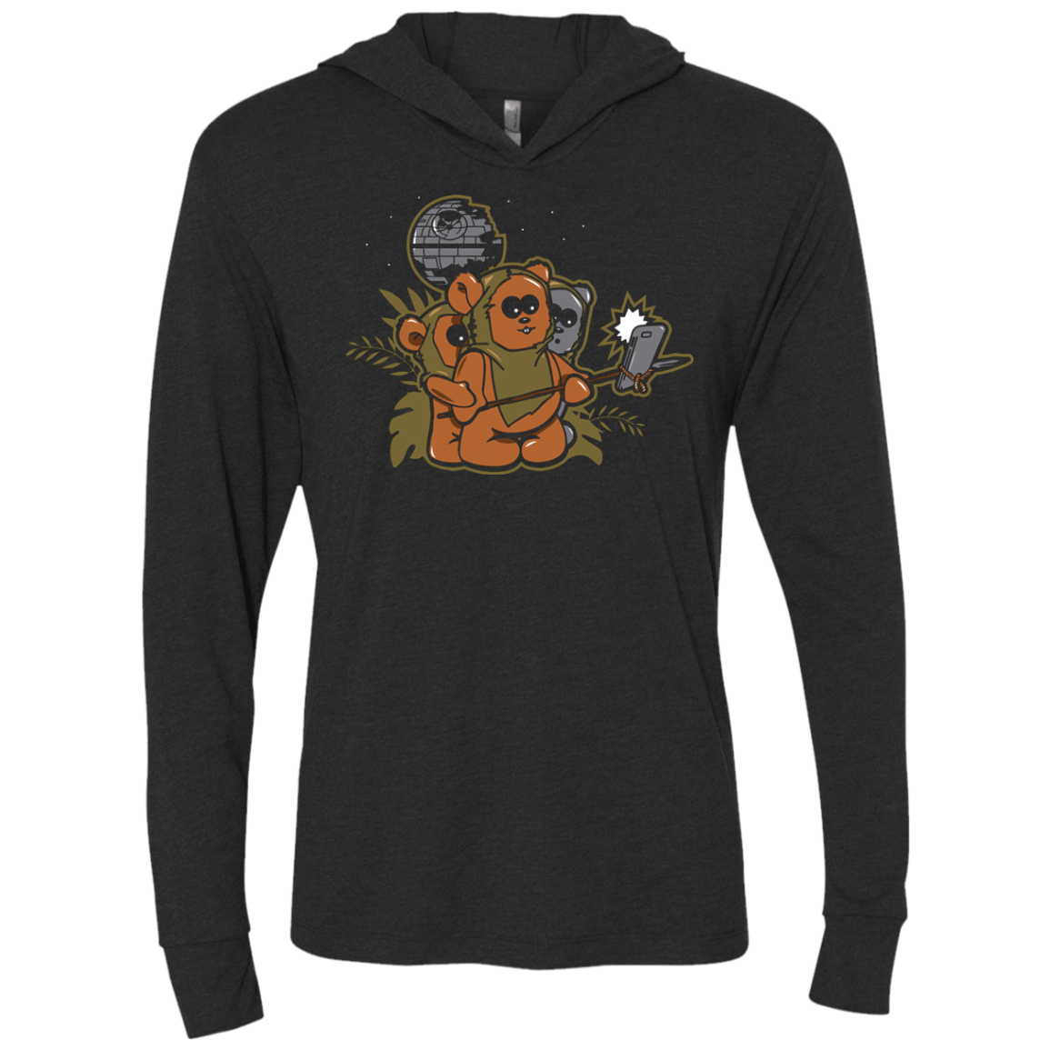 T-Shirts Vintage Black / X-Small Ewok Selfie Triblend Long Sleeve Hoodie Tee