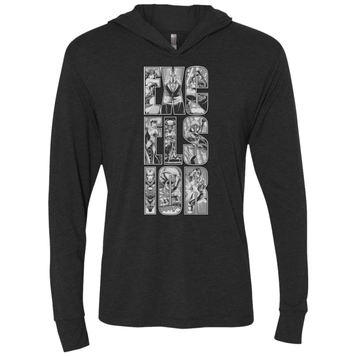 T-Shirts Vintage Black / X-Small Excelsior Triblend Long Sleeve Hoodie Tee