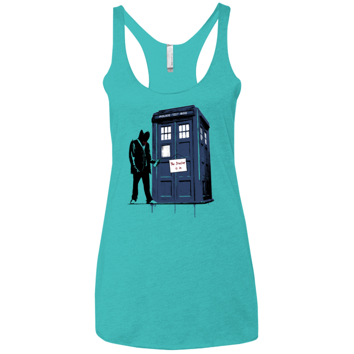 T-Shirts Tahiti Blue / X-Small Exit Through Tardis Women's Triblend Racerback Tank