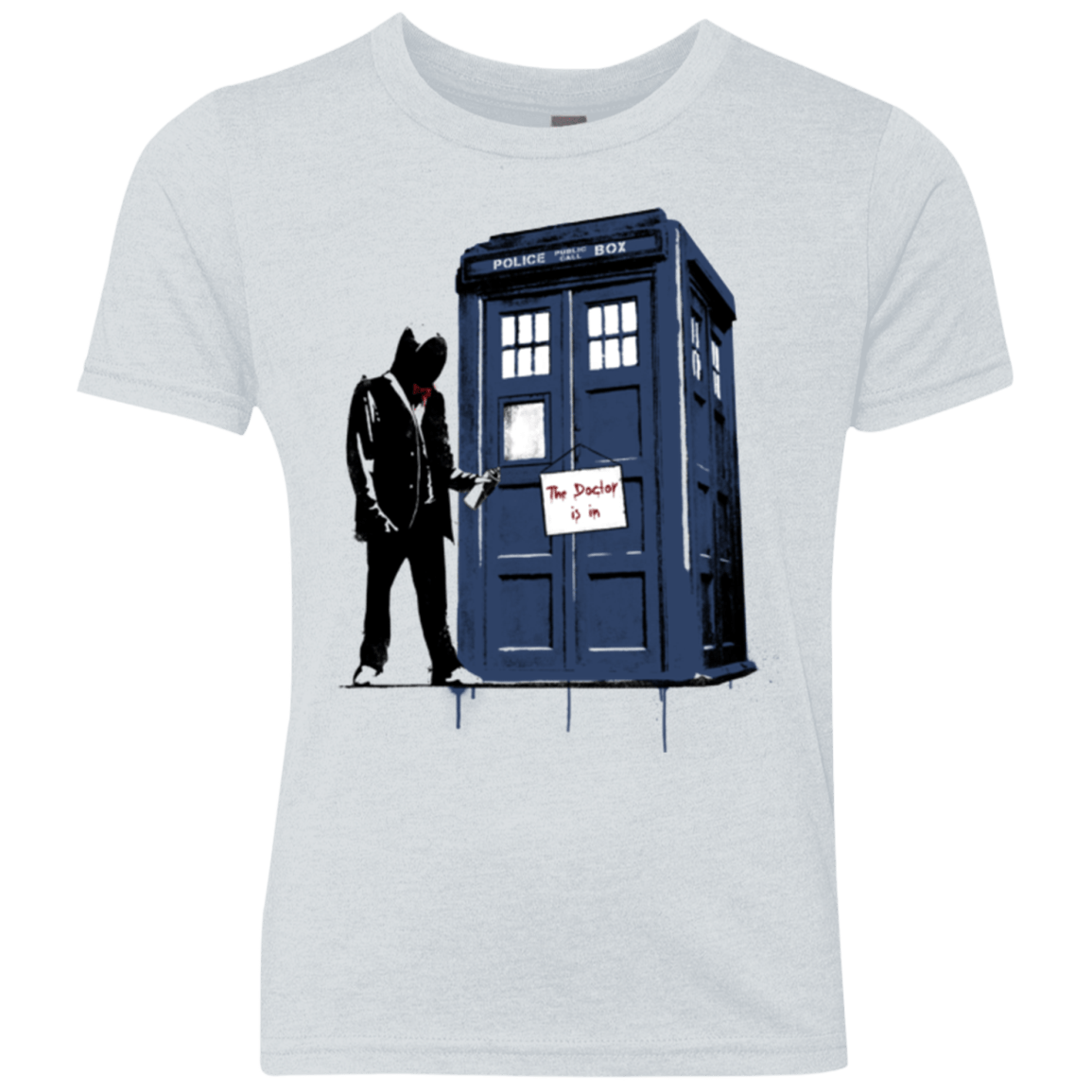 T-Shirts Heather White / YXS Exit Through Tardis Youth Triblend T-Shirt