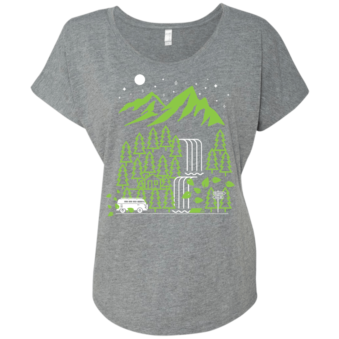 T-Shirts Premium Heather / X-Small Explore More Triblend Dolman Sleeve