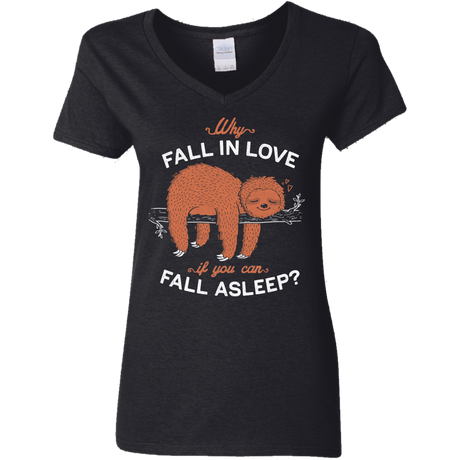 T-Shirts Black / S Fall Asleep Women's V-Neck T-Shirt