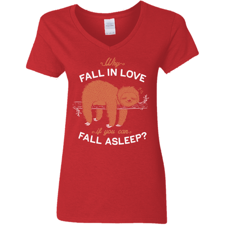 T-Shirts Red / S Fall Asleep Women's V-Neck T-Shirt