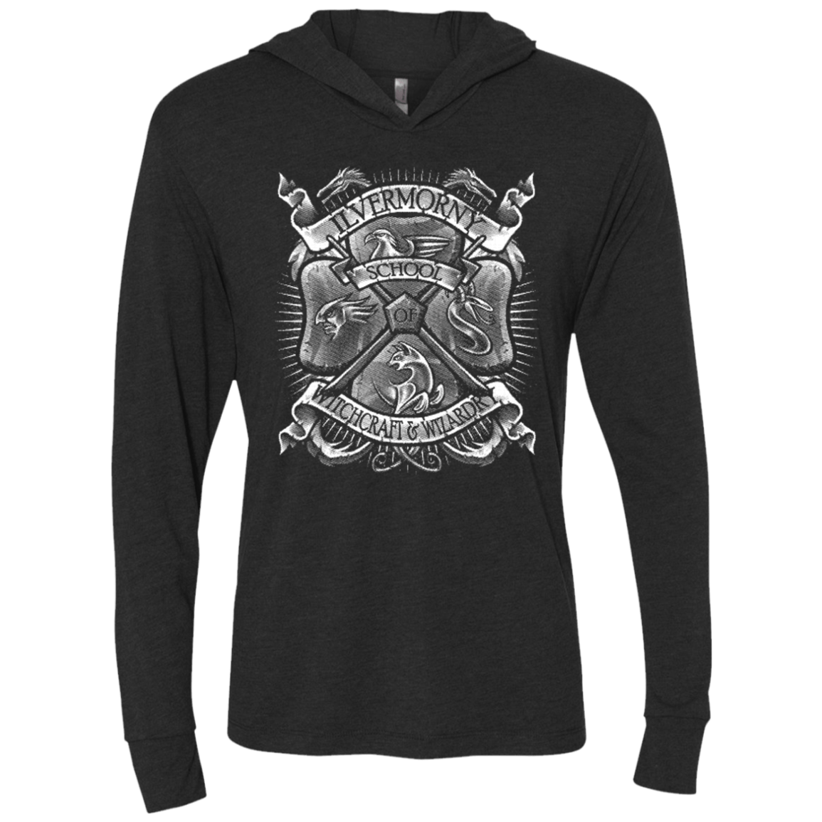 T-Shirts Vintage Black / X-Small Fantastic Crest Triblend Long Sleeve Hoodie Tee