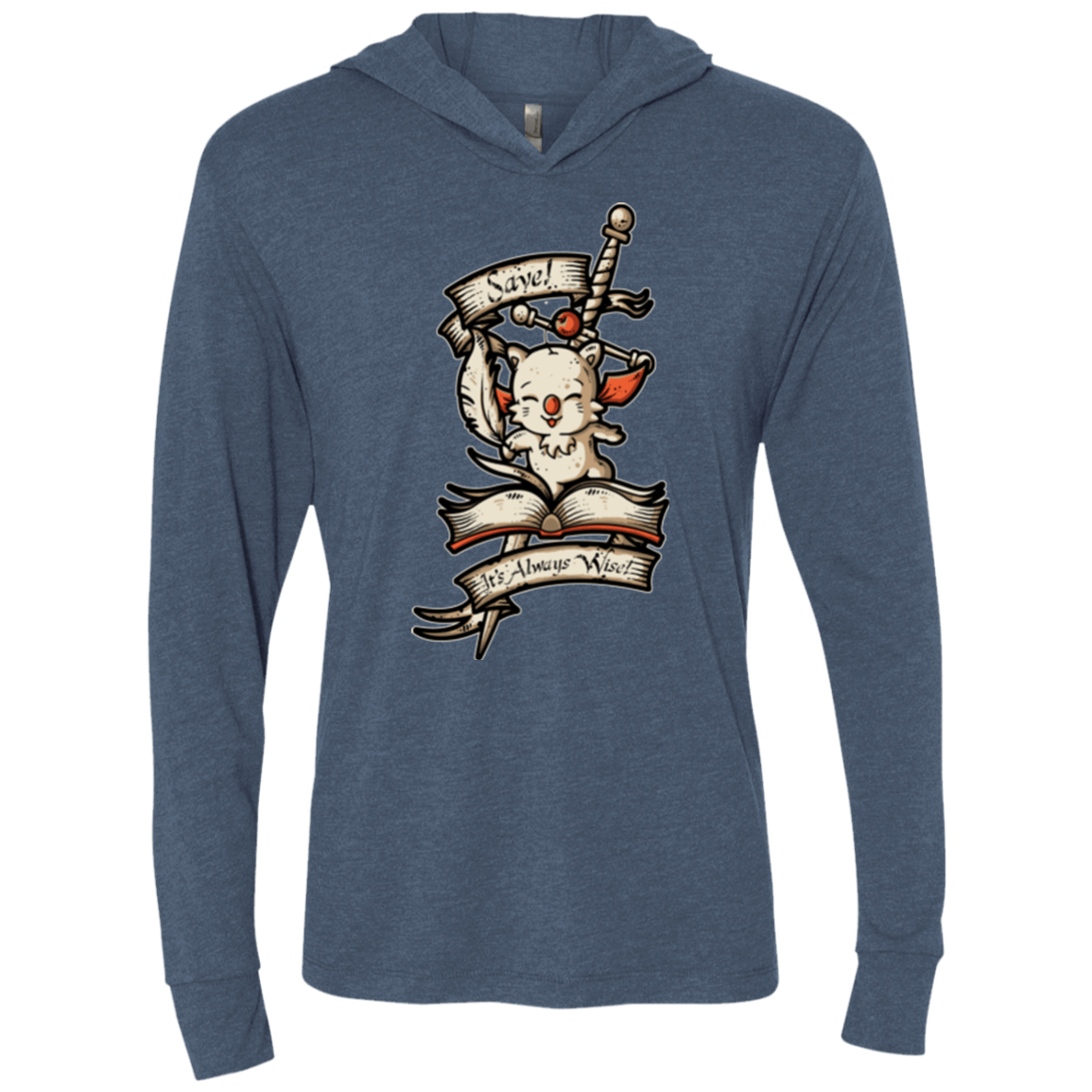 T-Shirts Indigo / X-Small FANTASY SAVE POINT Triblend Long Sleeve Hoodie Tee