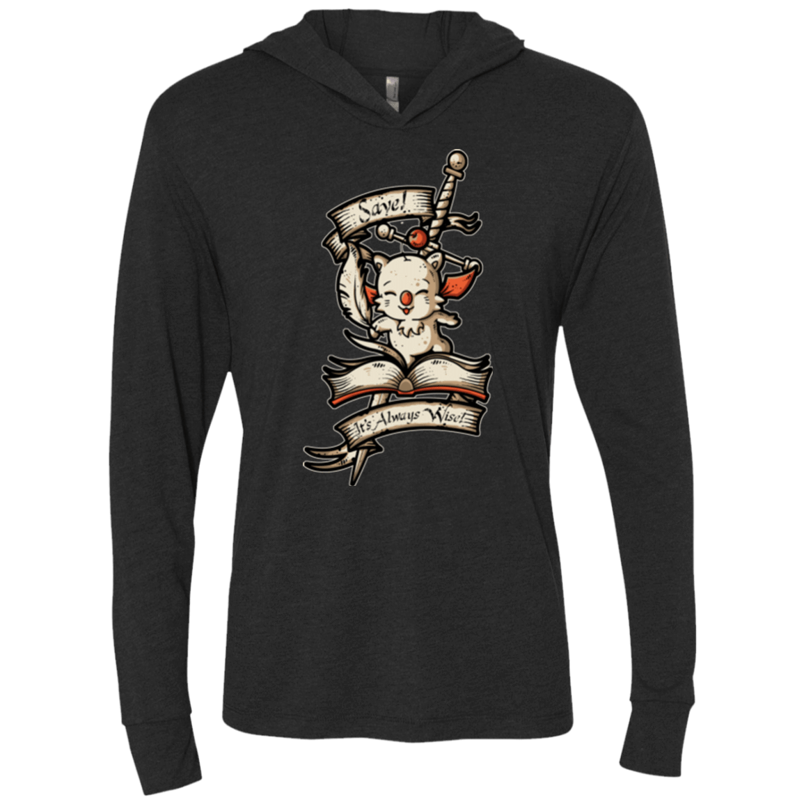 T-Shirts Vintage Black / X-Small FANTASY SAVE POINT Triblend Long Sleeve Hoodie Tee