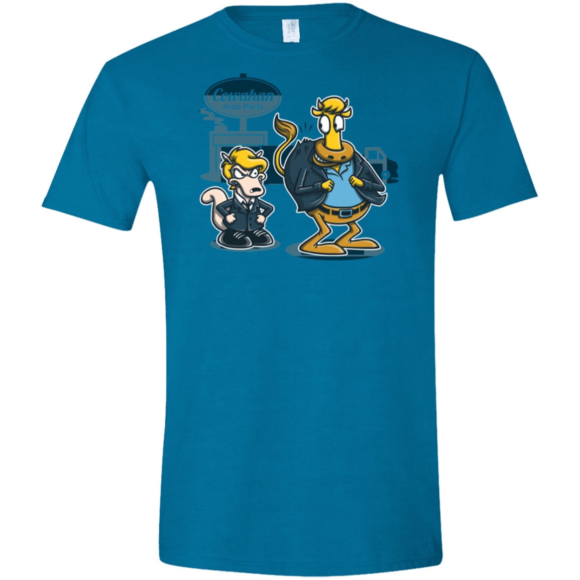 T-Shirts Antique Sapphire / S Fat Cow in a Little Coat Men's Semi-Fitted Softstyle