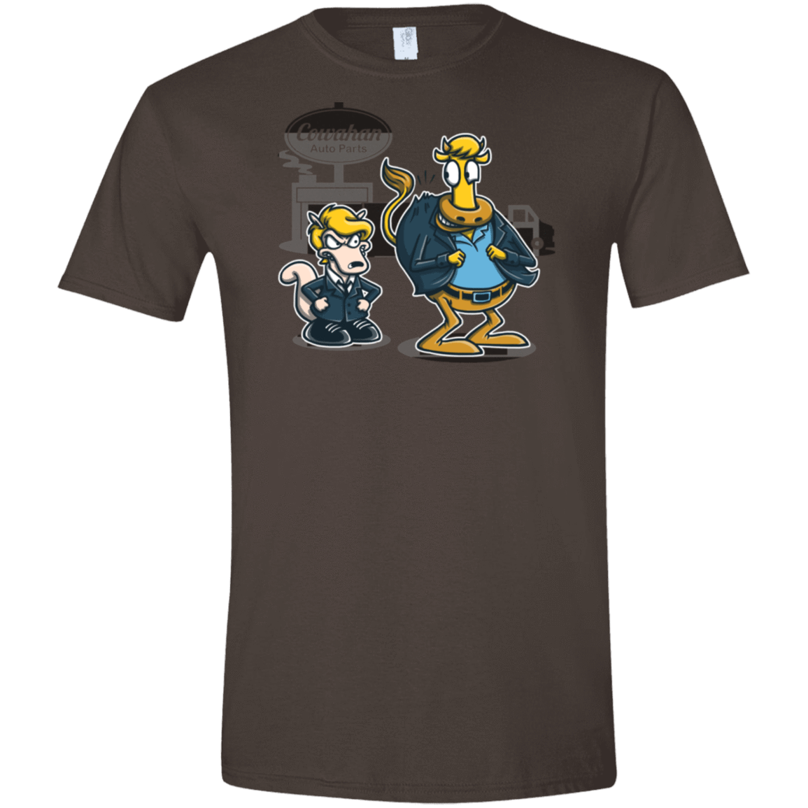 T-Shirts Dark Chocolate / S Fat Cow in a Little Coat Men's Semi-Fitted Softstyle