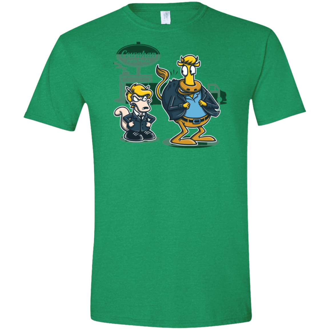 T-Shirts Heather Irish Green / S Fat Cow in a Little Coat Men's Semi-Fitted Softstyle