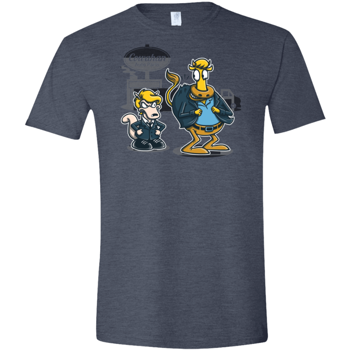 T-Shirts Heather Navy / S Fat Cow in a Little Coat Men's Semi-Fitted Softstyle