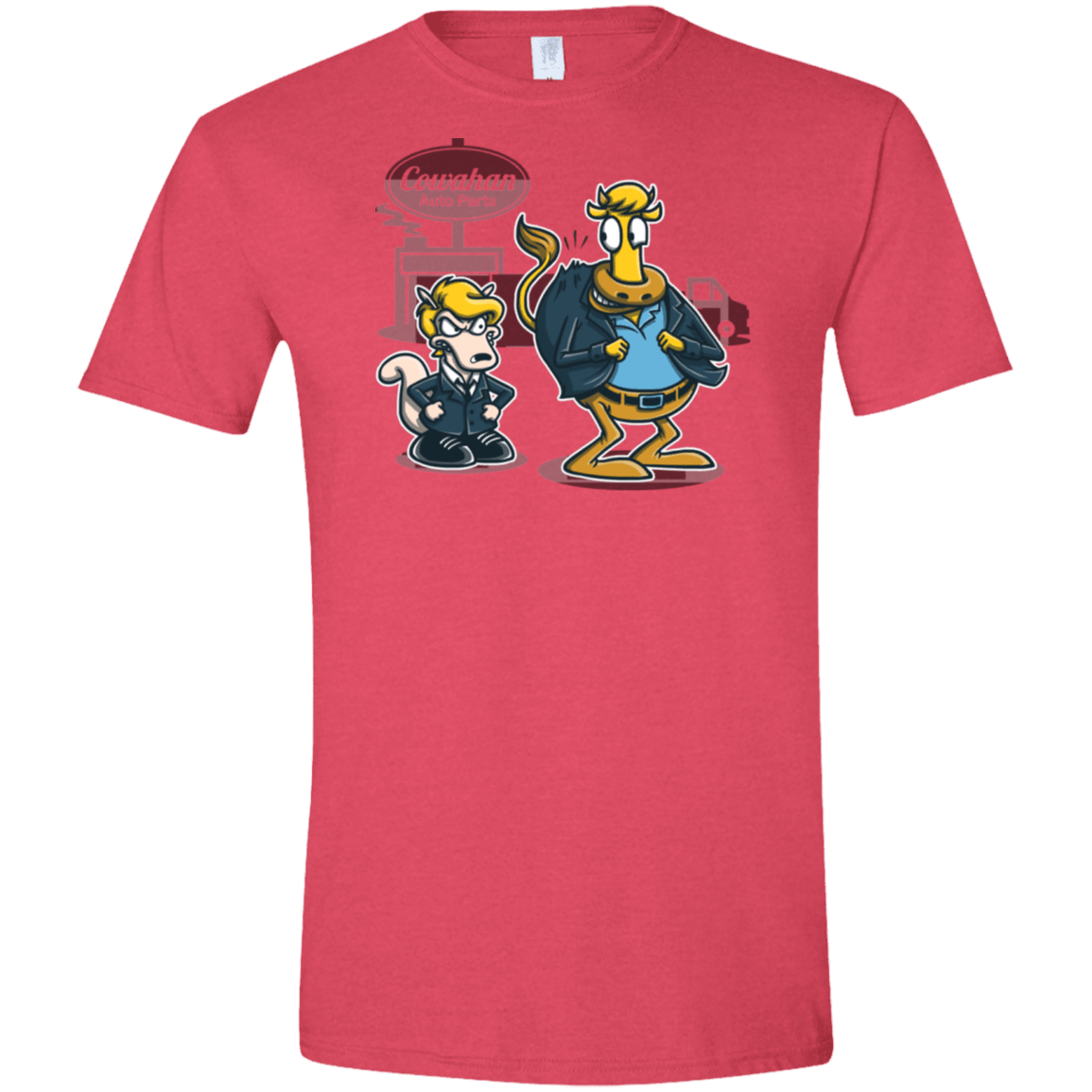 T-Shirts Heather Red / S Fat Cow in a Little Coat Men's Semi-Fitted Softstyle