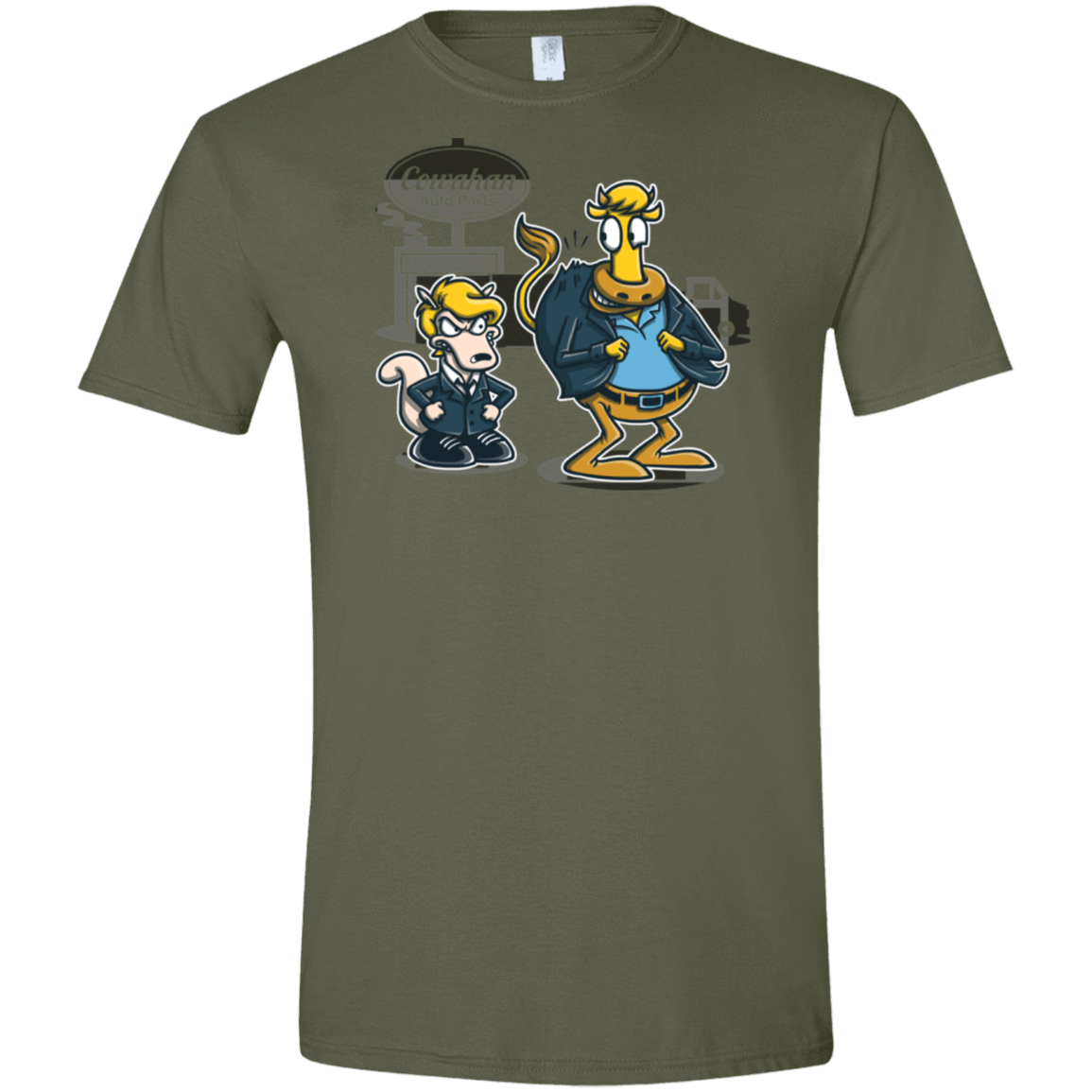 T-Shirts Military Green / S Fat Cow in a Little Coat Men's Semi-Fitted Softstyle