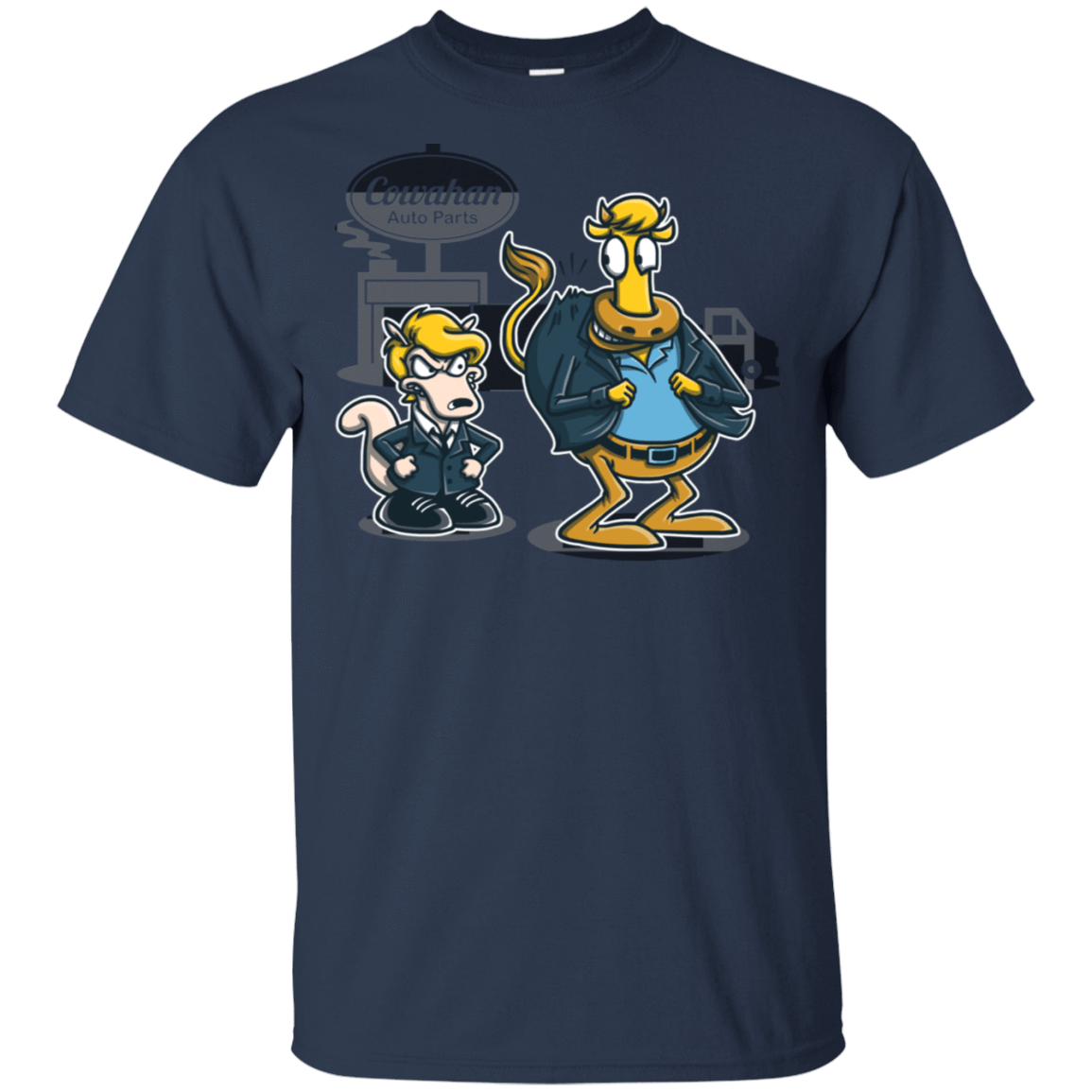 T-Shirts Navy / S Fat Cow in a Little Coat T-Shirt