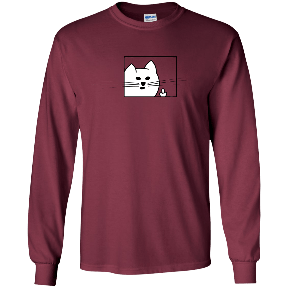 T-Shirts Maroon / S Feline Flip Men's Long Sleeve T-Shirt