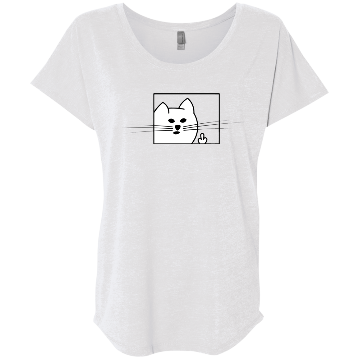 T-Shirts Heather White / X-Small Feline Flip Triblend Dolman Sleeve
