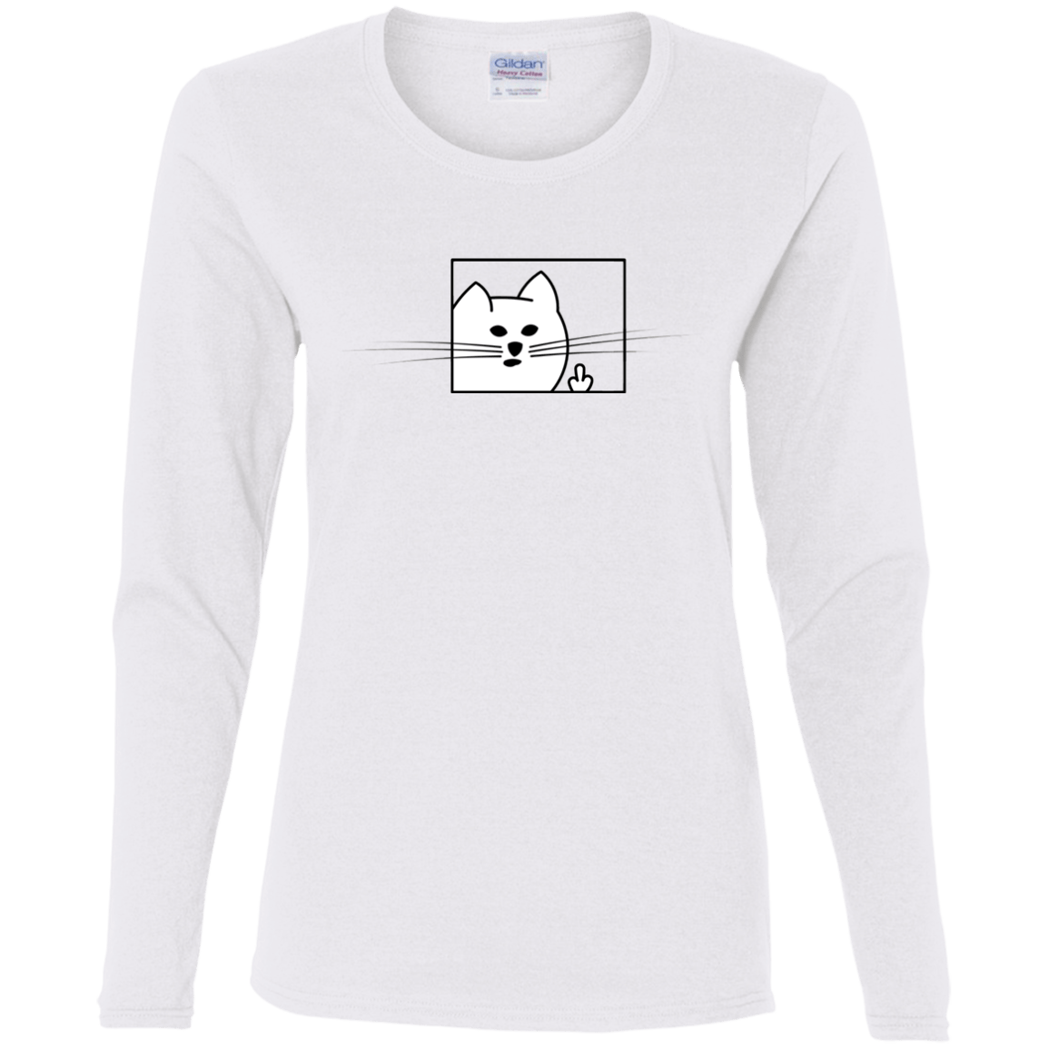 T-Shirts White / S Feline Flip Women's Long Sleeve T-Shirt