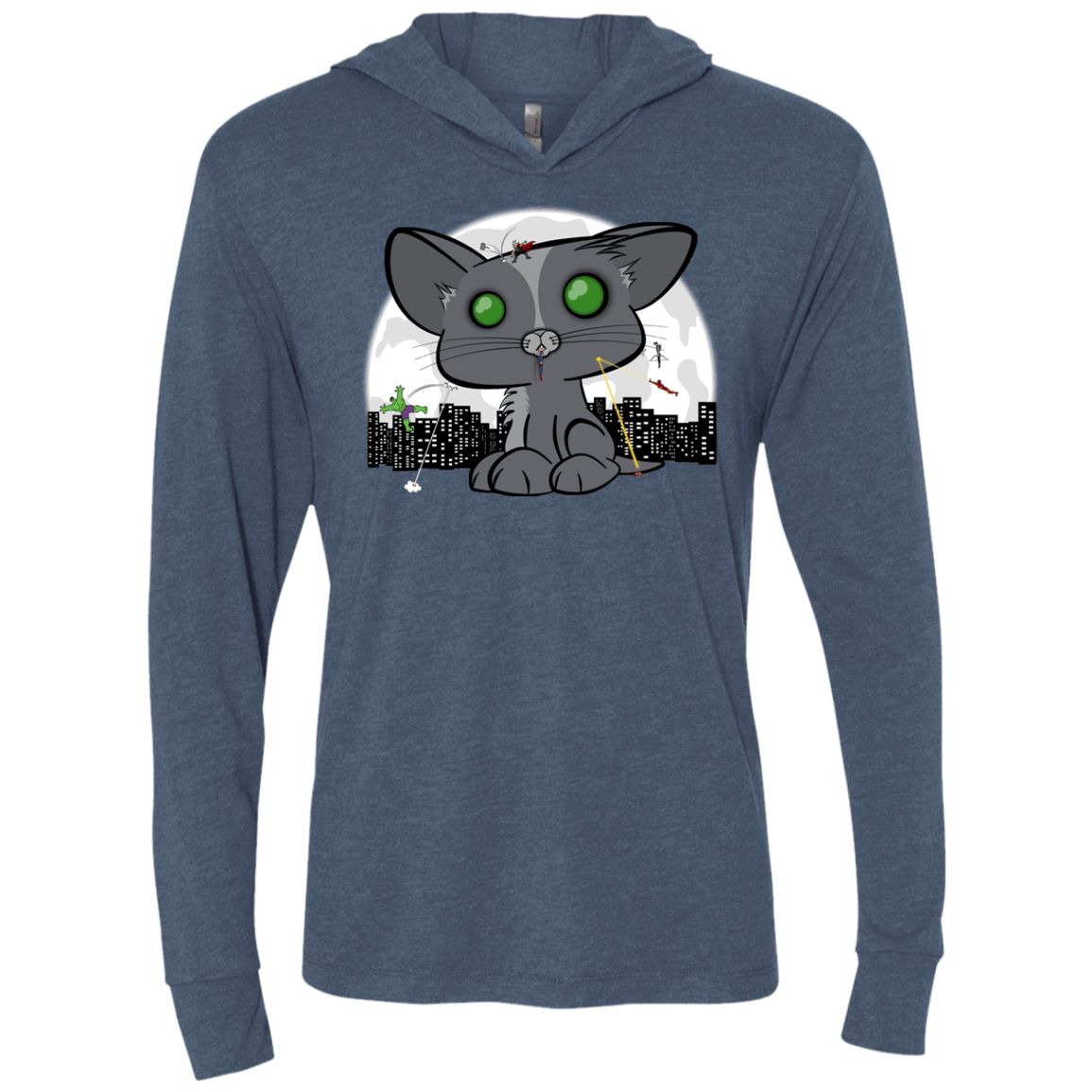 T-Shirts Indigo / X-Small Felinity War Triblend Long Sleeve Hoodie Tee