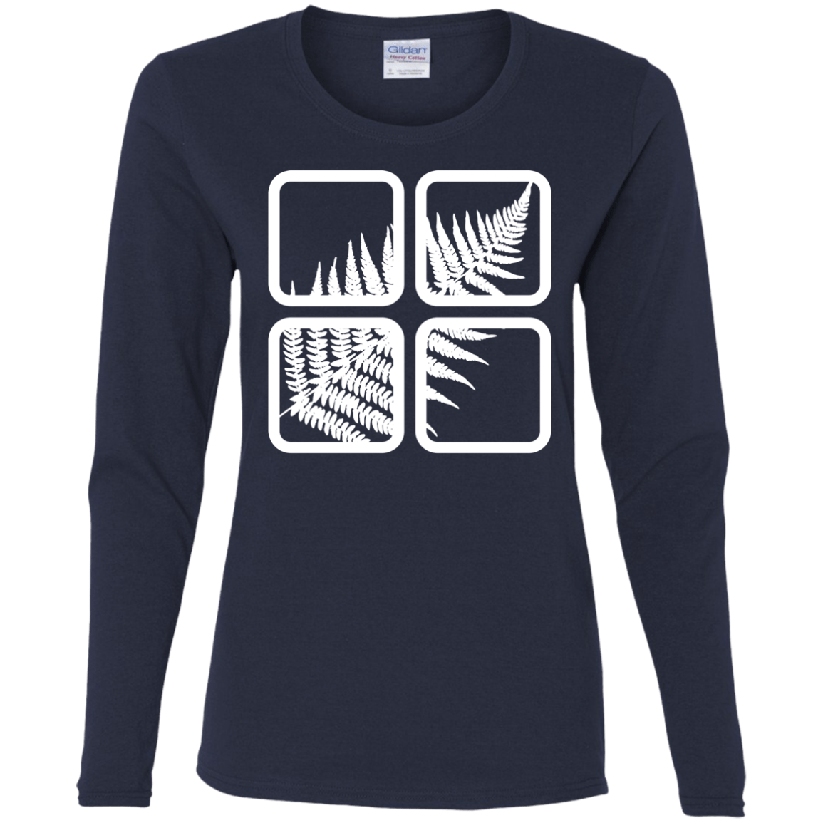 T-Shirts Navy / S Fern Pane Women's Long Sleeve T-Shirt