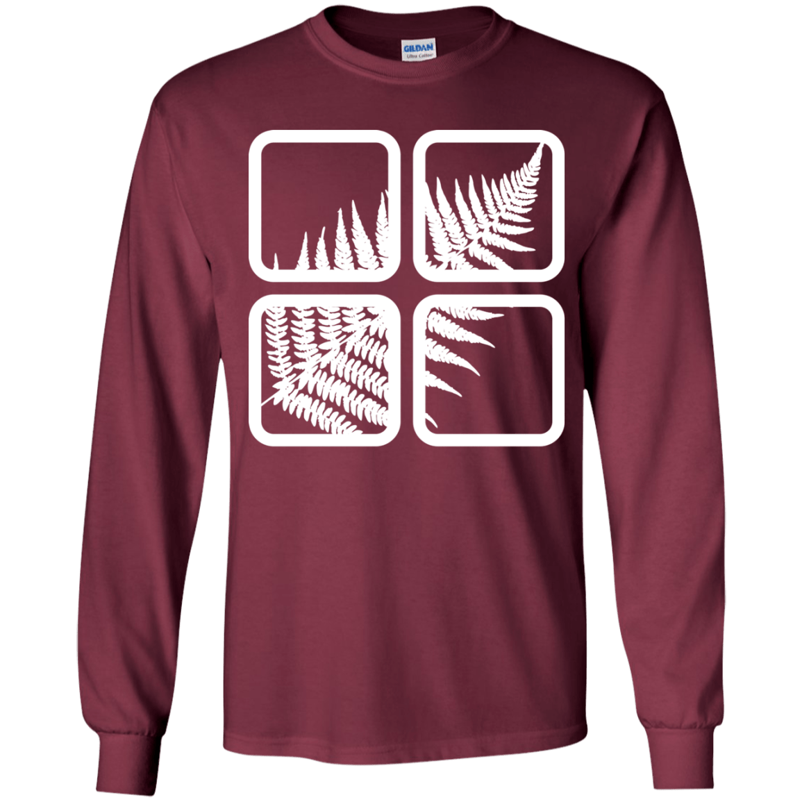 T-Shirts Maroon / YS Fern Pane Youth Long Sleeve T-Shirt
