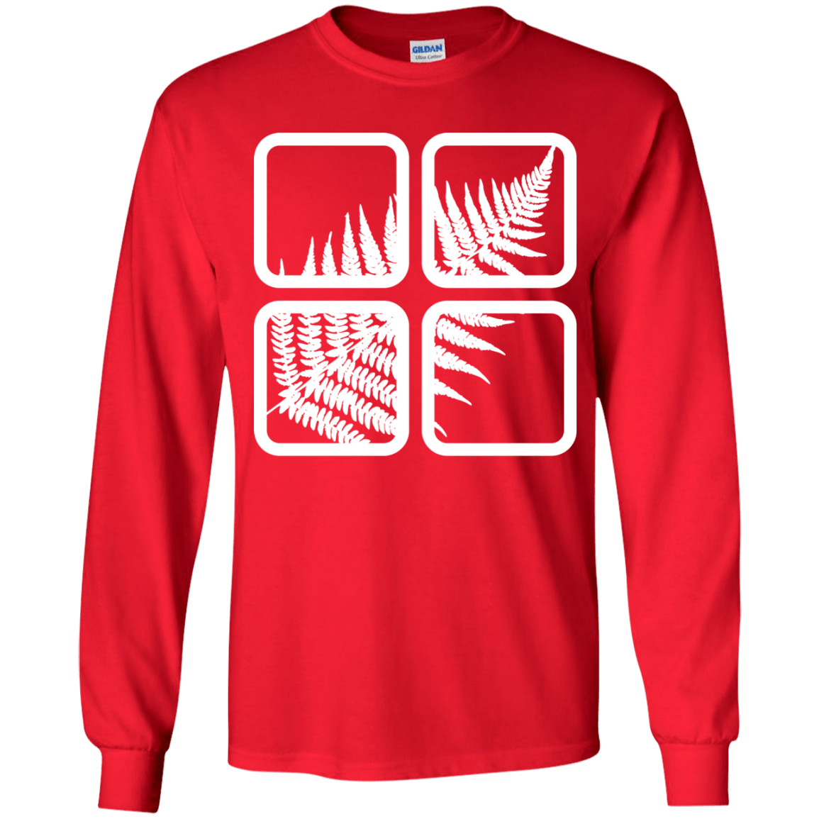 T-Shirts Red / YS Fern Pane Youth Long Sleeve T-Shirt