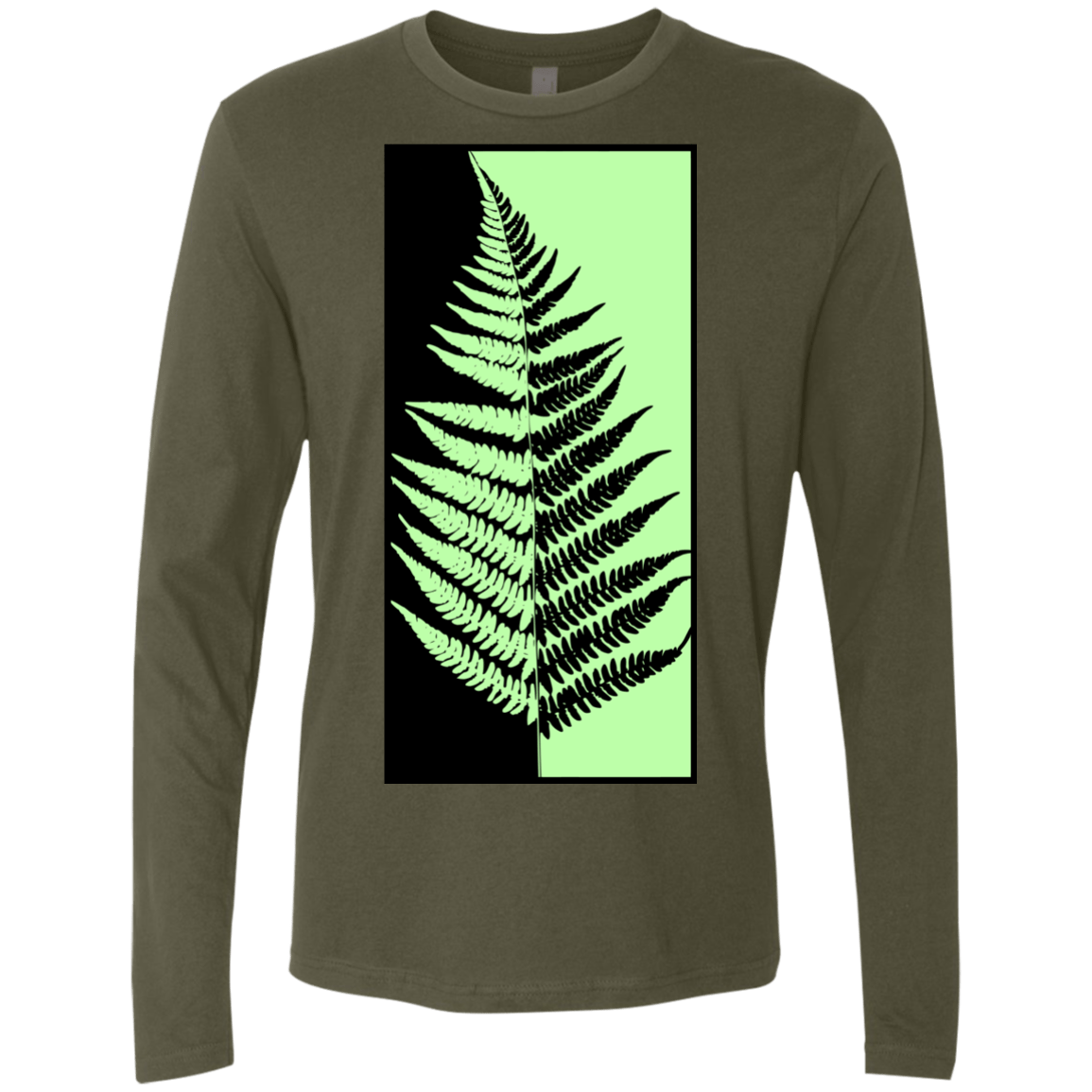 T-Shirts Military Green / S Fern Press Men's Premium Long Sleeve