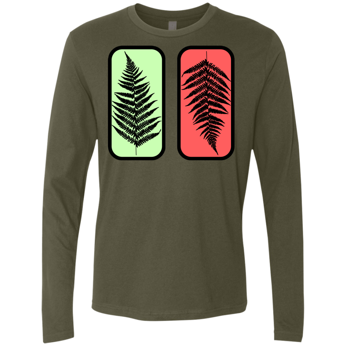 T-Shirts Military Green / S Ferns Men's Premium Long Sleeve