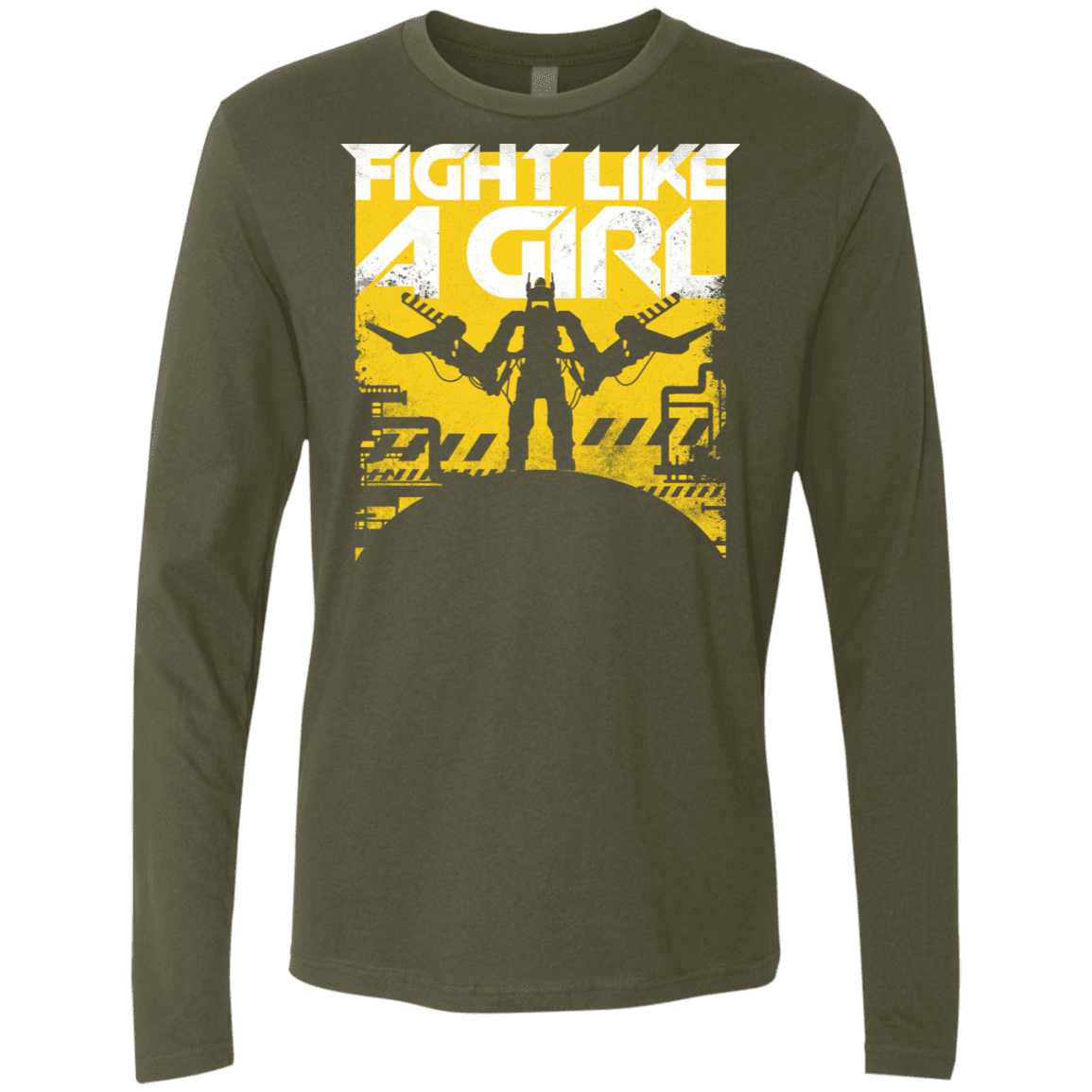 T-Shirts Military Green / S Fight Like A Girl Men's Premium Long Sleeve