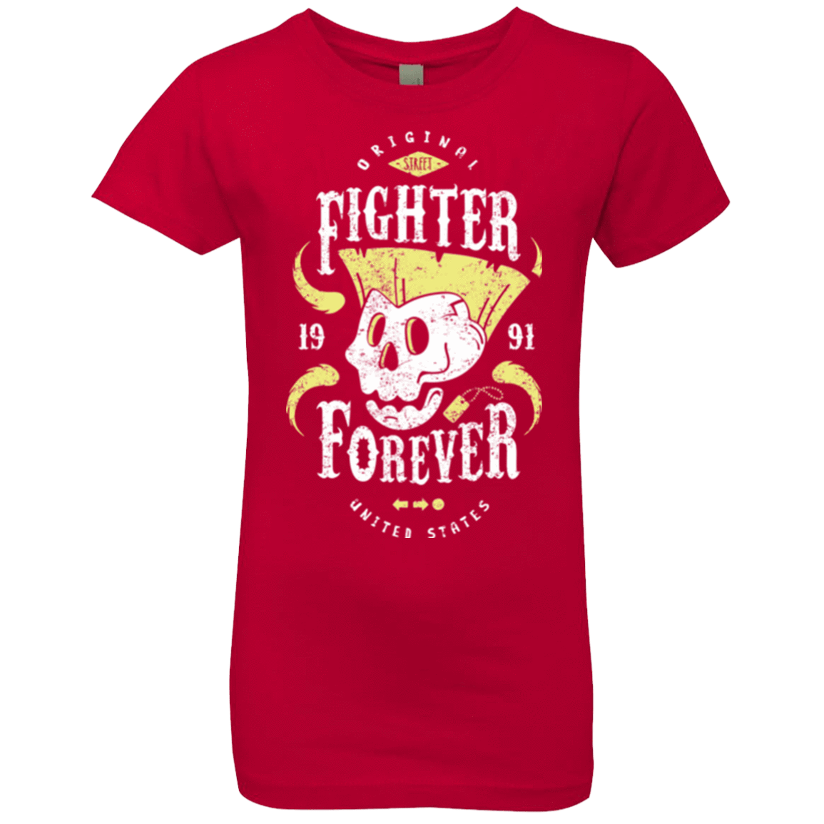 T-Shirts Red / YXS Fighter Forever Guile Girls Premium T-Shirt