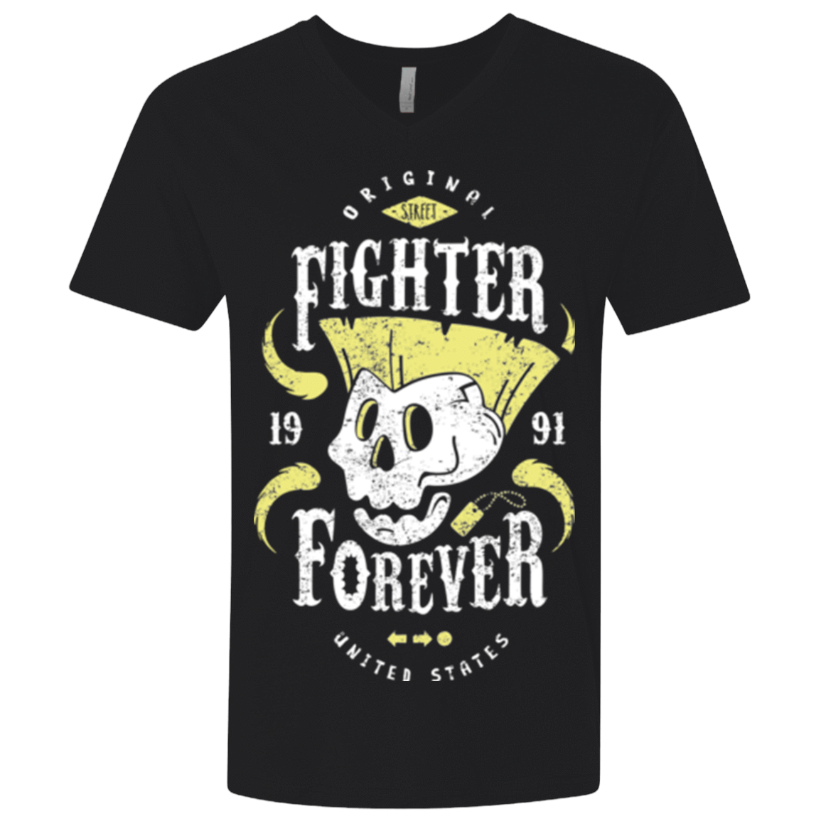 T-Shirts Black / X-Small Fighter Forever Guile Men's Premium V-Neck