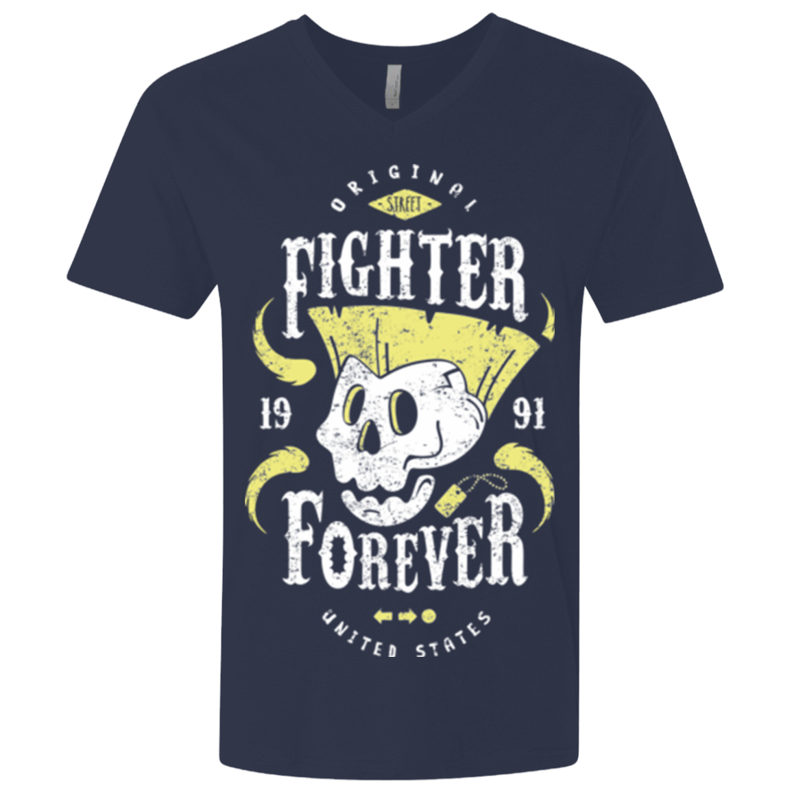 T-Shirts Midnight Navy / X-Small Fighter Forever Guile Men's Premium V-Neck