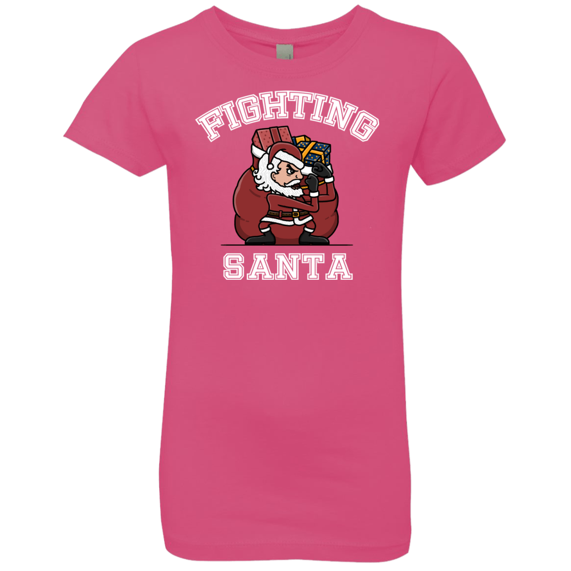 T-Shirts Hot Pink / YXS Fighting Santa Girls Premium T-Shirt