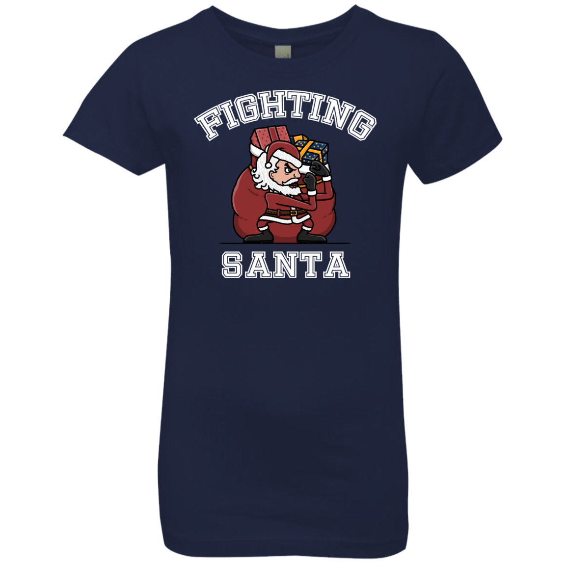 T-Shirts Midnight Navy / YXS Fighting Santa Girls Premium T-Shirt
