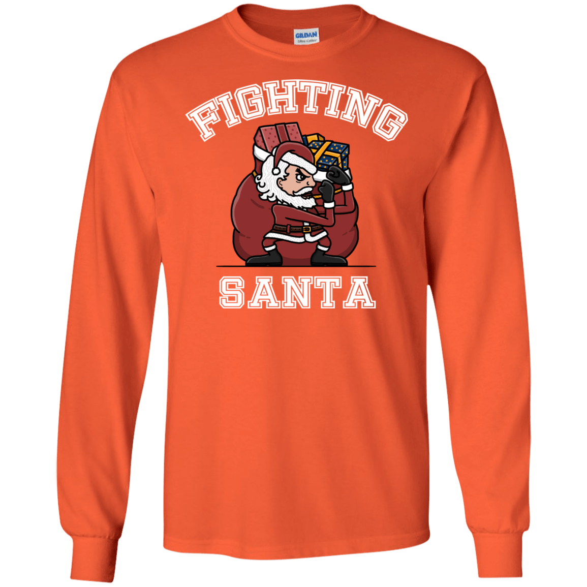 T-Shirts Orange / S Fighting Santa Men's Long Sleeve T-Shirt