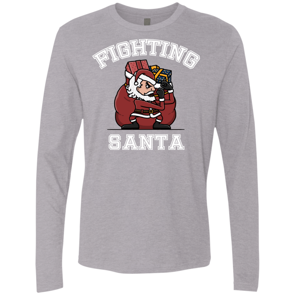 T-Shirts Heather Grey / S Fighting Santa Men's Premium Long Sleeve
