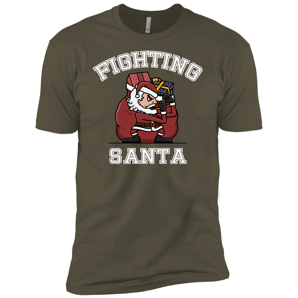 T-Shirts Military Green / X-Small Fighting Santa Men's Premium T-Shirt