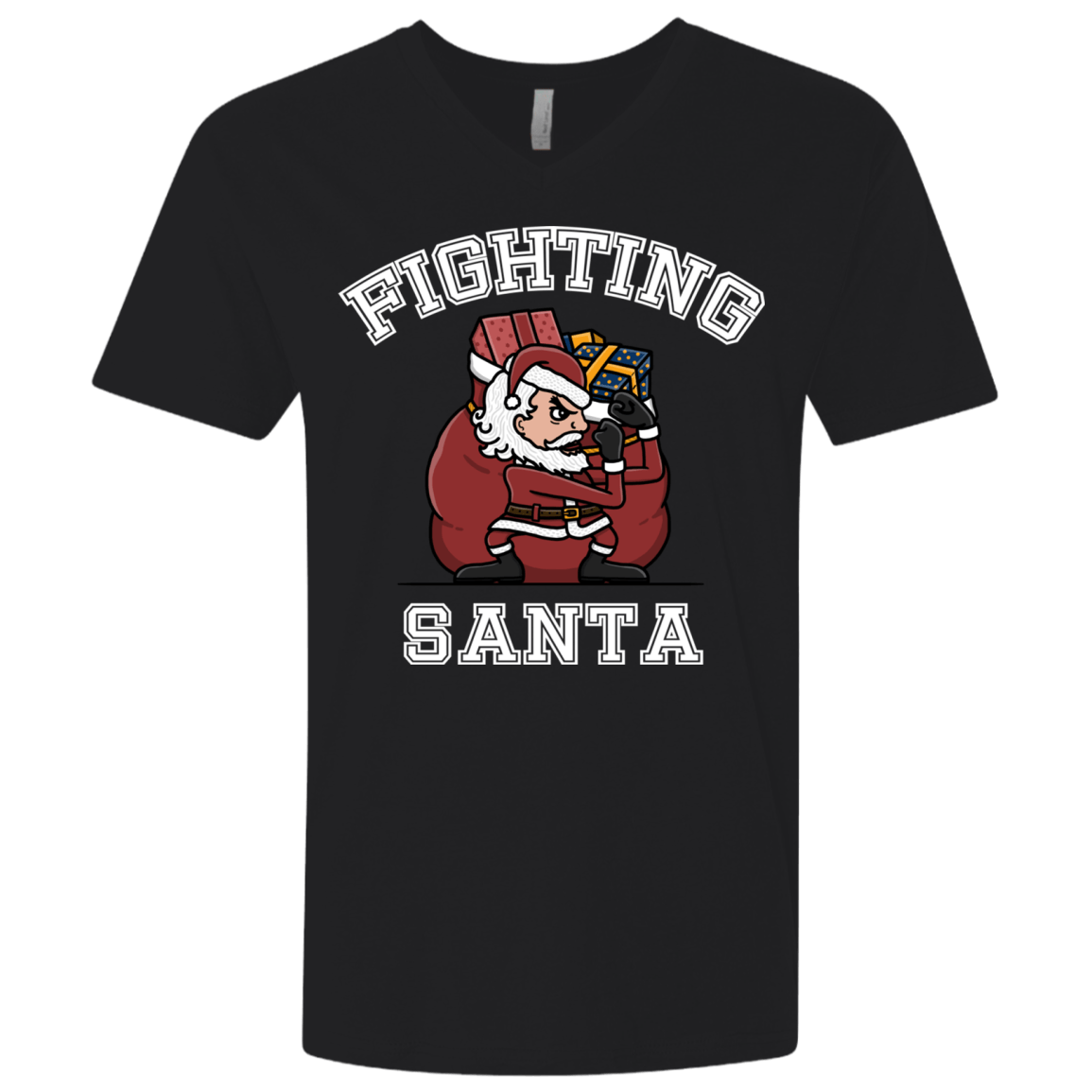 T-Shirts Black / X-Small Fighting Santa Men's Premium V-Neck
