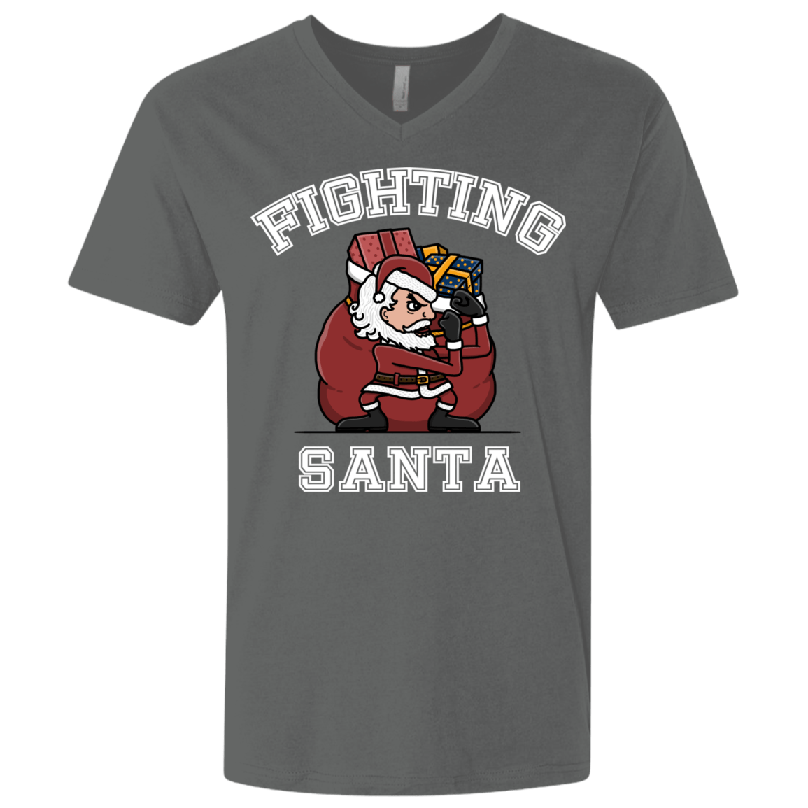 T-Shirts Heavy Metal / X-Small Fighting Santa Men's Premium V-Neck