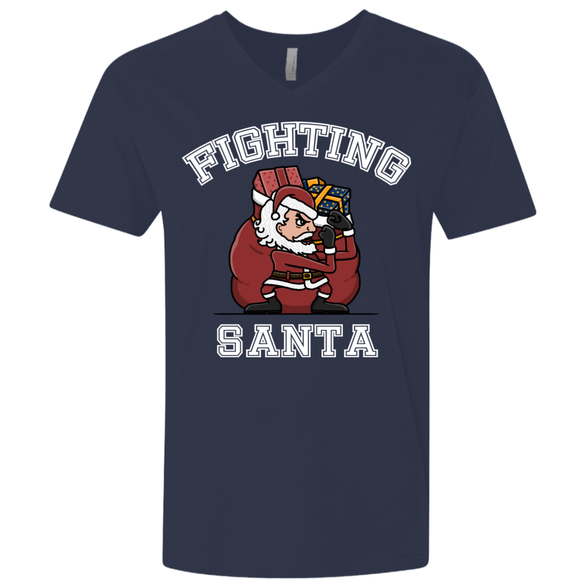 T-Shirts Midnight Navy / X-Small Fighting Santa Men's Premium V-Neck