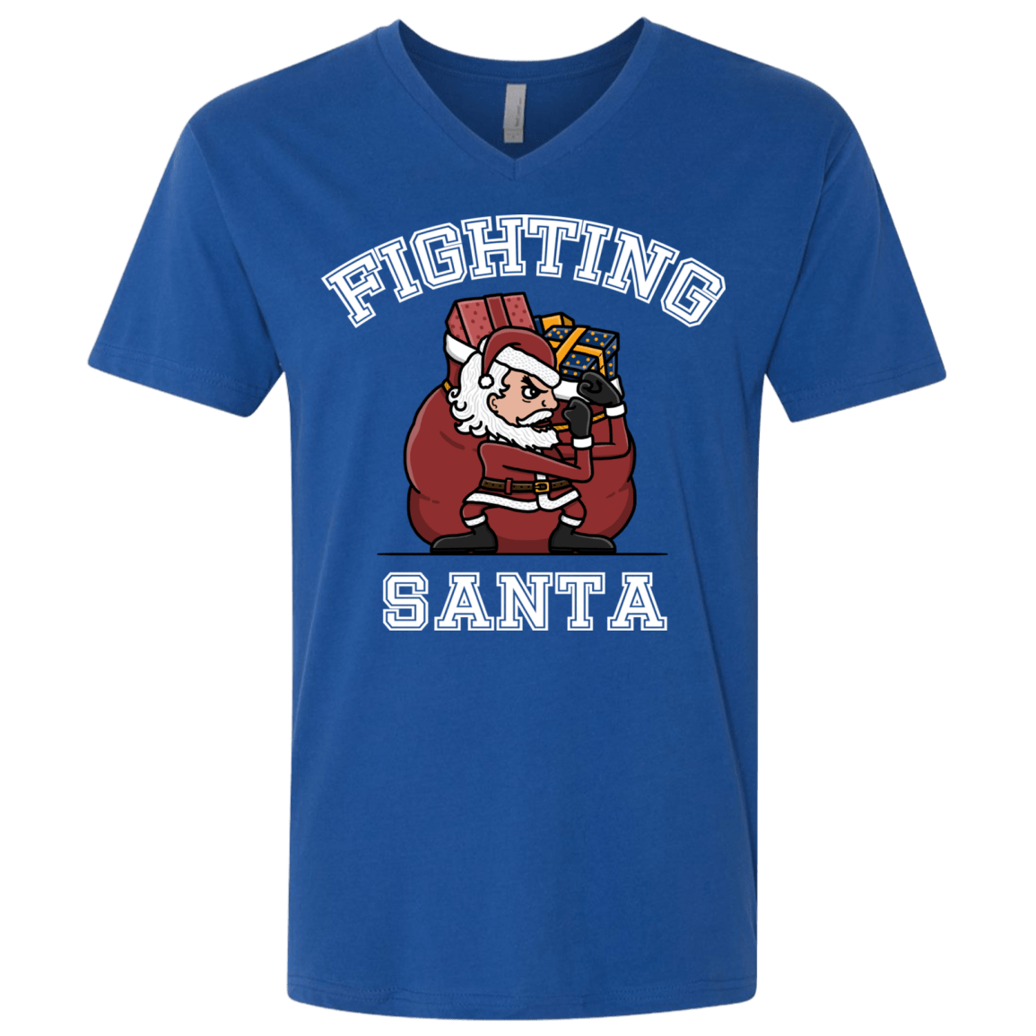 T-Shirts Royal / X-Small Fighting Santa Men's Premium V-Neck